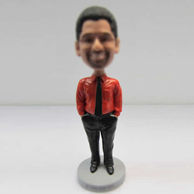 Personalized custom red shirt bobblehead