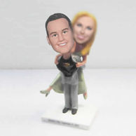 Personalized custom superman wedding cake bobbleheads