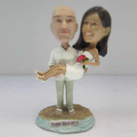 Personalized custom beach wedding cake bobbleheads