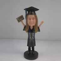 Personalized custom female Graduation bobbleheads