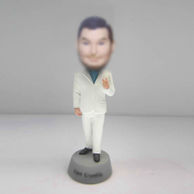 Personalized custom white suit bobbleheads