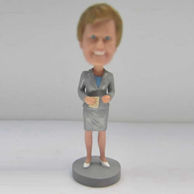 Personalized custom gray suit woman bobbleheads