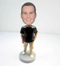 Personalized custom black T-shirt bobbleheads