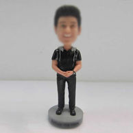 Personalized custom black pants man bobble heads