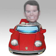 Personalized custom man and red color car bobbleheads