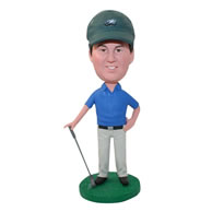 Custom golf bobblehead with hat and polo shirt