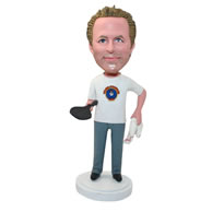 Customs-built table tennis player bobblehead in t-shirt and jeans
