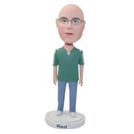 Custom present man in green t-shirt bobbleheads