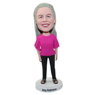 Personalized custom casual women in half sleeved t-shirt bobbleheads