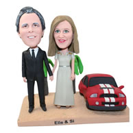 Custom couple with sports car and trees
