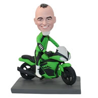 Custom motorcyclist on a cool motorcycle bobbleheads