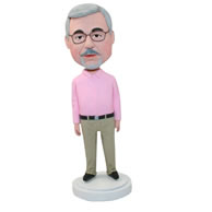 Personalized custom man in pink shirt bobbleheads