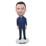 Personalized custom man in a blue hoodie bobbleheads