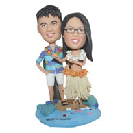 Personalized custom honeymoon couple on the beach bobbleheads