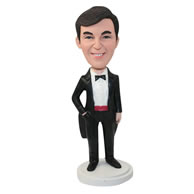 Personalized custom man in a tuxedo bobbleheads