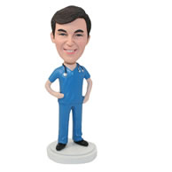 Personalized custom male doctor with a stethoscope bobbleheads
