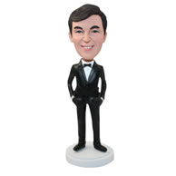 Personalized custom man in a suit and tie bobbleheads