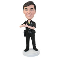 Personalized custom policeman in a black uniform bobbleheads