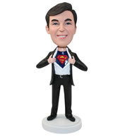 Personalized custom superman in suit bobbleheads