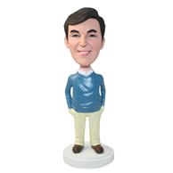 Personalized custom man in casual clothes bobbleheads