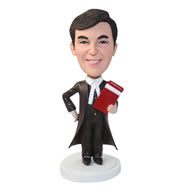 Personalized custom man in a black windbreaker bobbleheads