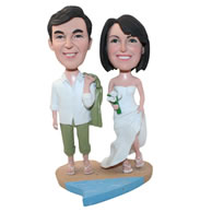 Personalized custom wedding on the beach bobbleheads