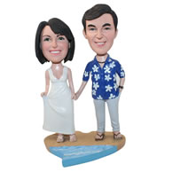 Personalized custom couple on the beach bobbleheads