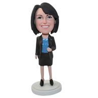 Personalized custom businesswoman in skirt suit bobbleheads