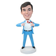 Personalized custom man in light blue suit figurines bobbleheads