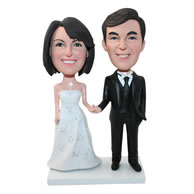 Custom beautiful bride and handsome bridegroom bobbleheads