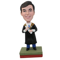 Personalized custom graduate in academic dress bobbleheads