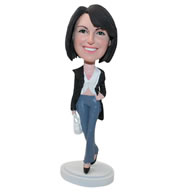 Personalized custom fashion lady with a handbag figurines