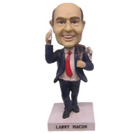 Personalized businessman on business travel with bag and cellphone bobblehead