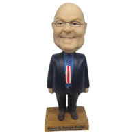 Personalized mayor in black suit american style tie bobblehead