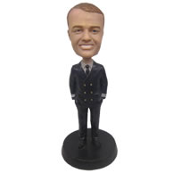 Personalized custom male pilot in uniform bobbleheads