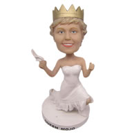 Personalized custom beautiful bridesmaid with crown bobbleheads