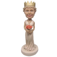 Personalized custom elegant lady with crown bobbleheads