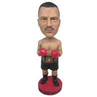 Personalized boxer champion wearing gold belt bobbleheads