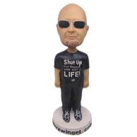 Personalized cool guy wearing black sunglases bobbleheads