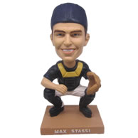 Personalized custom baseball player catching ball bobbleheads