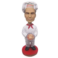 Personalized chef with a plate of pizza bobbleheads