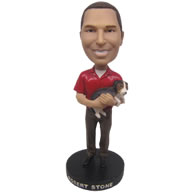 Personalized custom man with dog bobbleheads