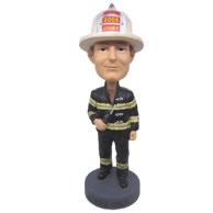 Personalized custom firefighter chief in protection suit bobbleheads
