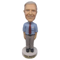 Personalized office manager in nice blue shirt bobbleheads