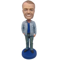 Personalized custom handsome guy in jeans bobbleheads
