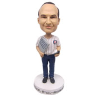 Personalized custom sales manger with strategy book in hand bobbleheads