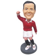 Personalized custom soccer player celebrating goal bobbleheads