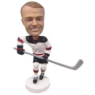 Personalized custom ice hockey player skating on ice bobbleheads