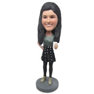 Personalized beautiful girl playing with cellphone bobbleheads