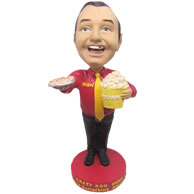 Personalized custom fast food restaurant waiter bobbleheads